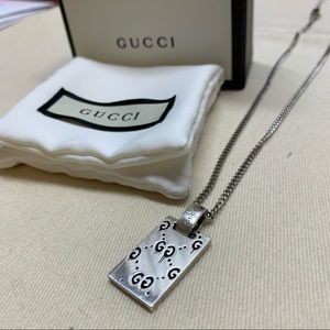 AUTHENTIC Gucci Ghost Pendant Necklace in Silver